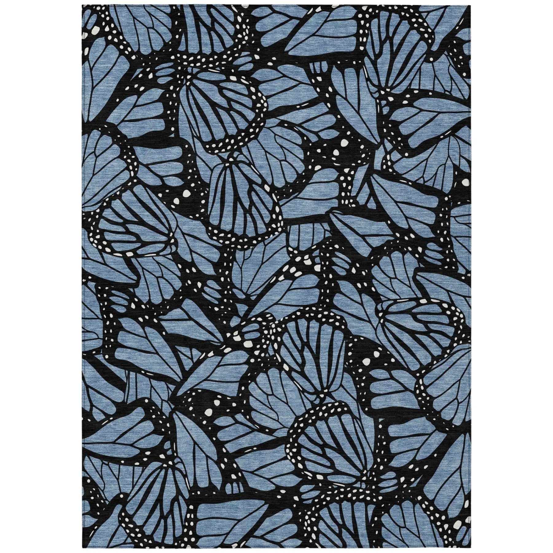 5' X 8' Blue And Denim Blue Animal Print Washable Indoor Outdoor Area Rug Homeroots Outdoor