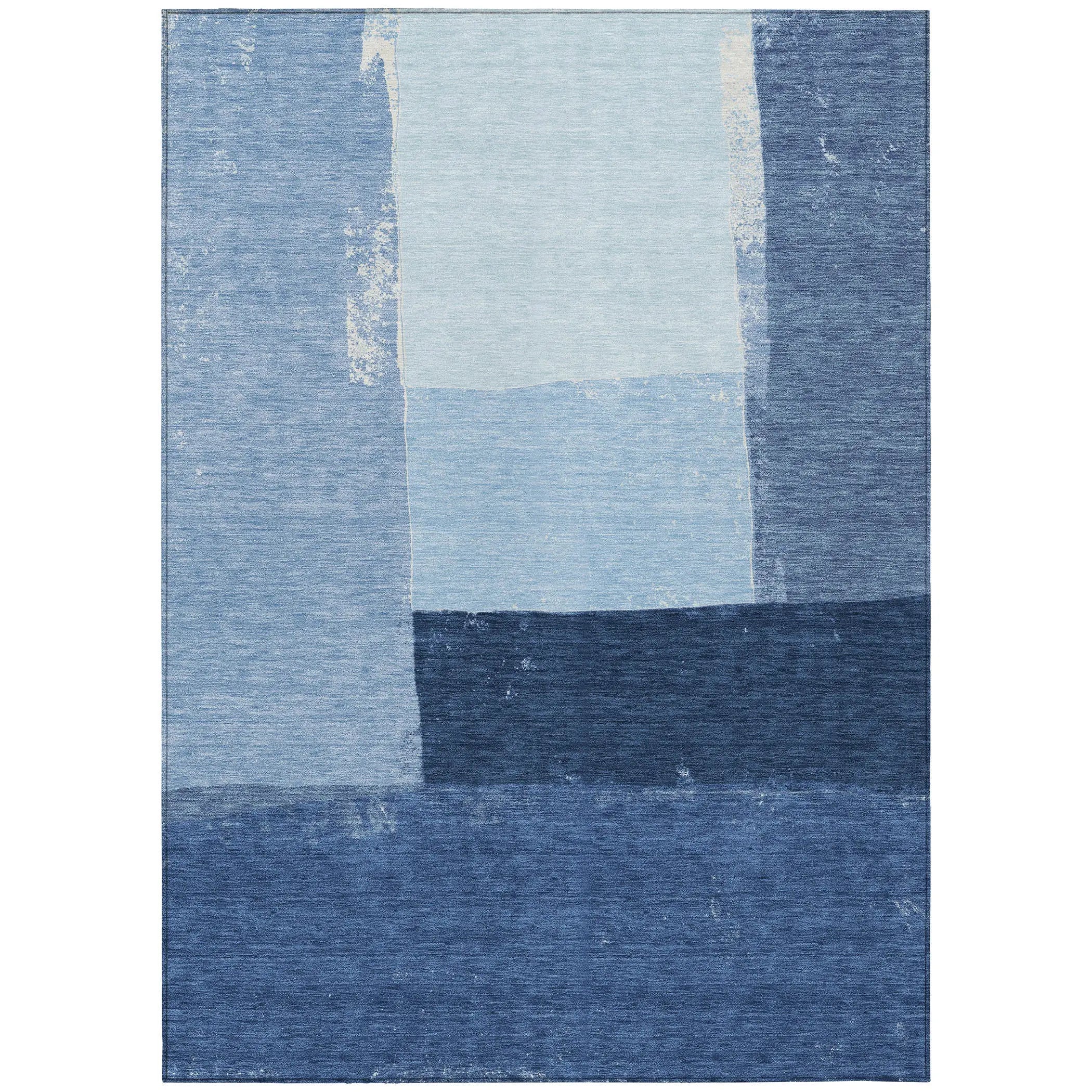 5' X 8' Blue And Denim Blue Geometric Washable Indoor Outdoor Area Rug Homeroots Outdoor