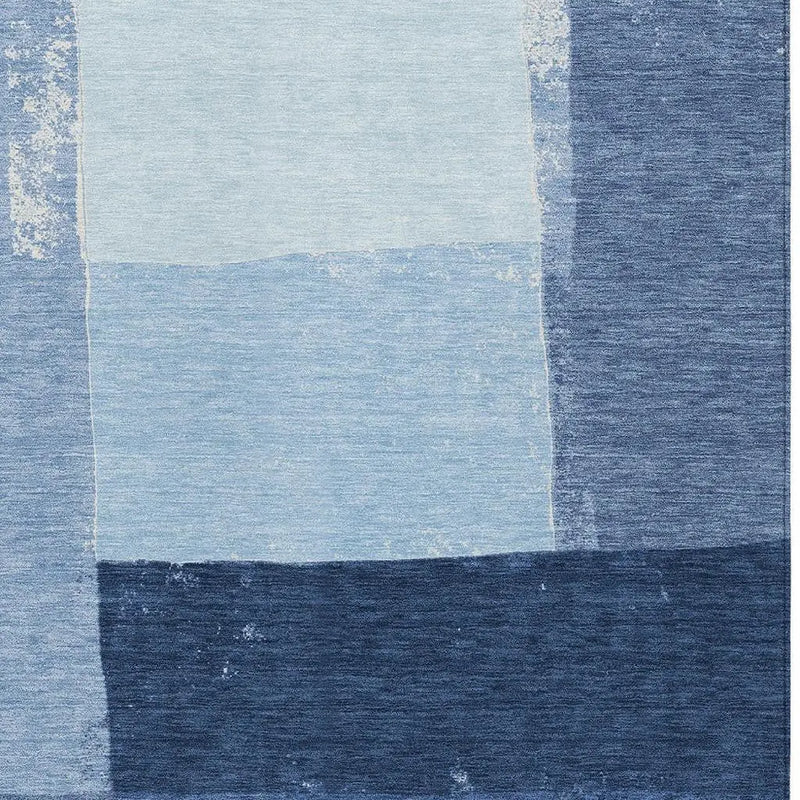 5' X 8' Blue And Denim Blue Geometric Washable Indoor Outdoor Area Rug Homeroots Outdoor