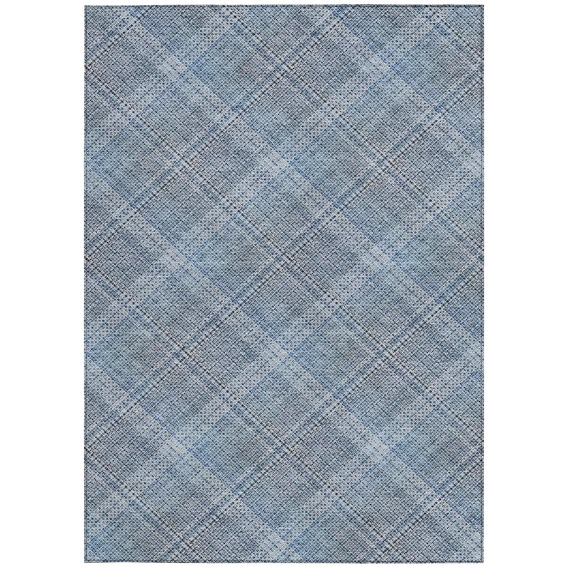 5' X 8' Blue And Denim Blue Plaid Washable Indoor Outdoor Area Rug Homeroots Outdoor
