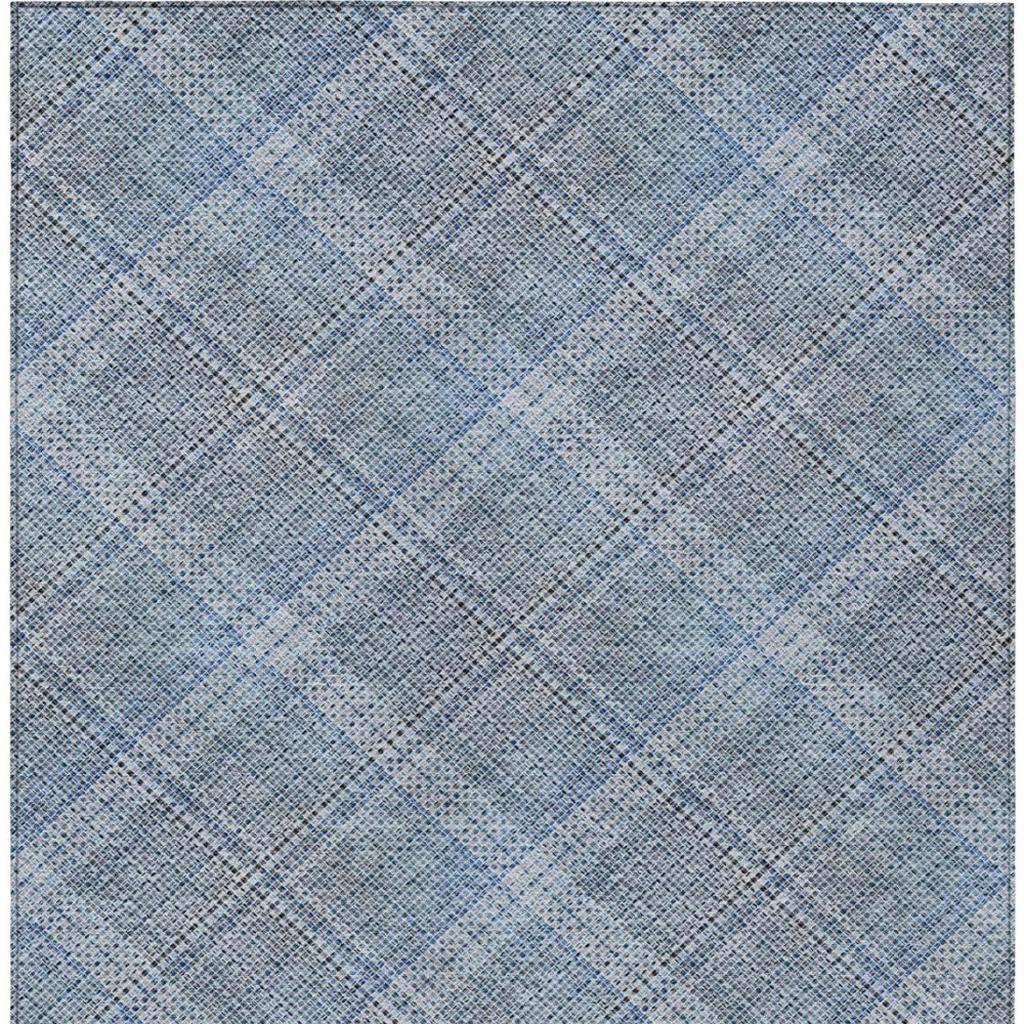 5' X 8' Blue And Denim Blue Plaid Washable Indoor Outdoor Area Rug Homeroots Outdoor