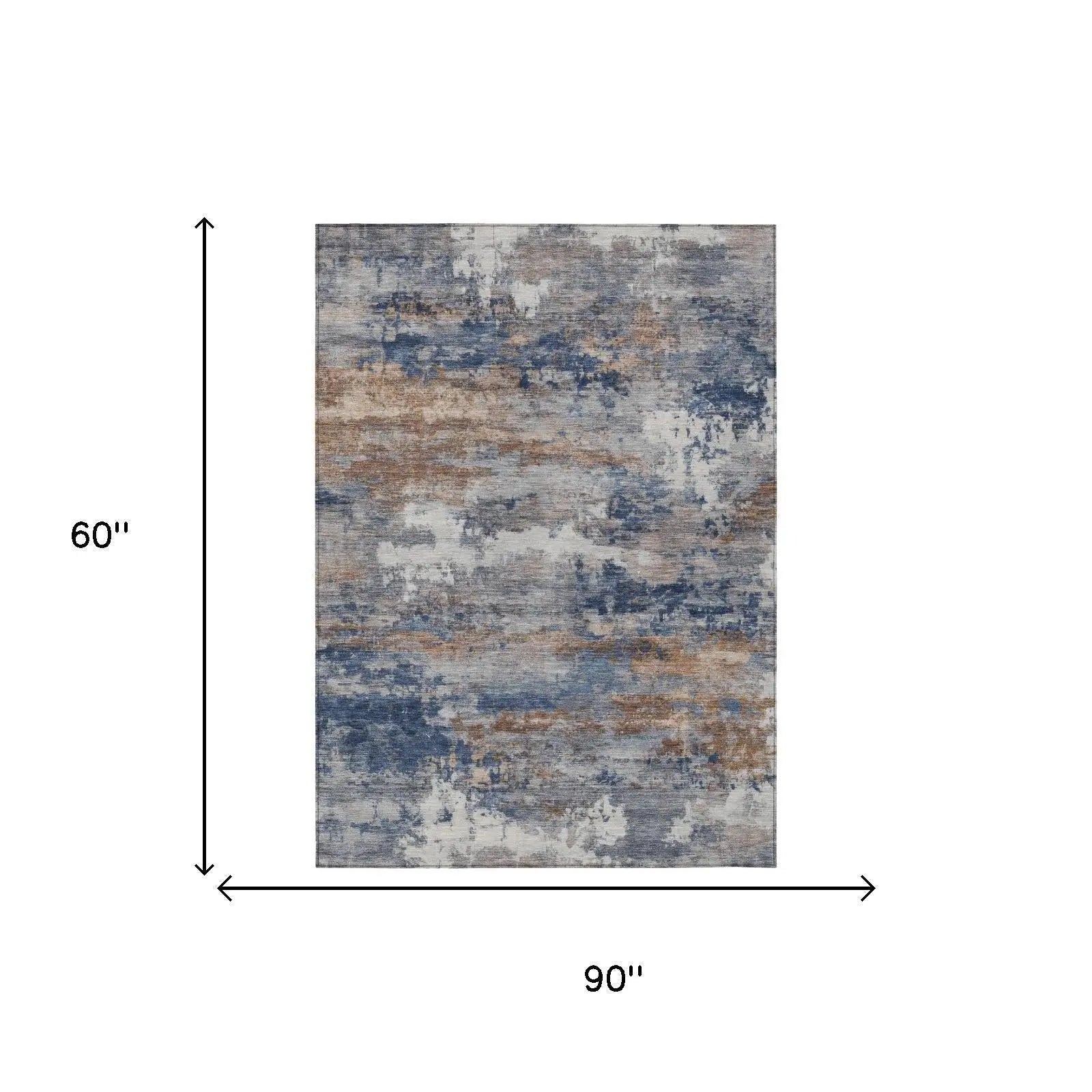 5' X 8' Blue And Graphite Abstract Washable Indoor Outdoor Area Rug Homeroots Outdoor