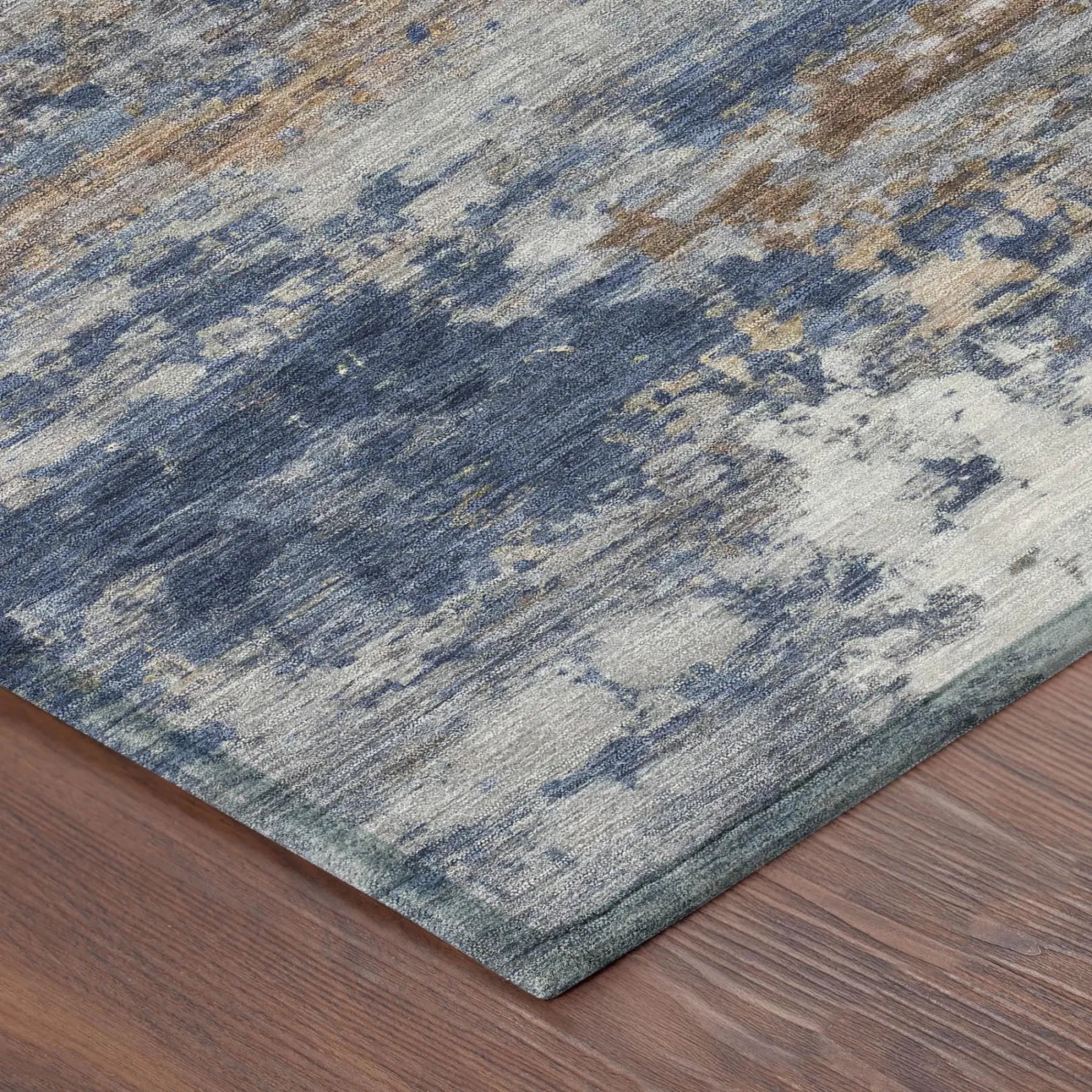 5' X 8' Blue And Graphite Abstract Washable Indoor Outdoor Area Rug Homeroots Outdoor