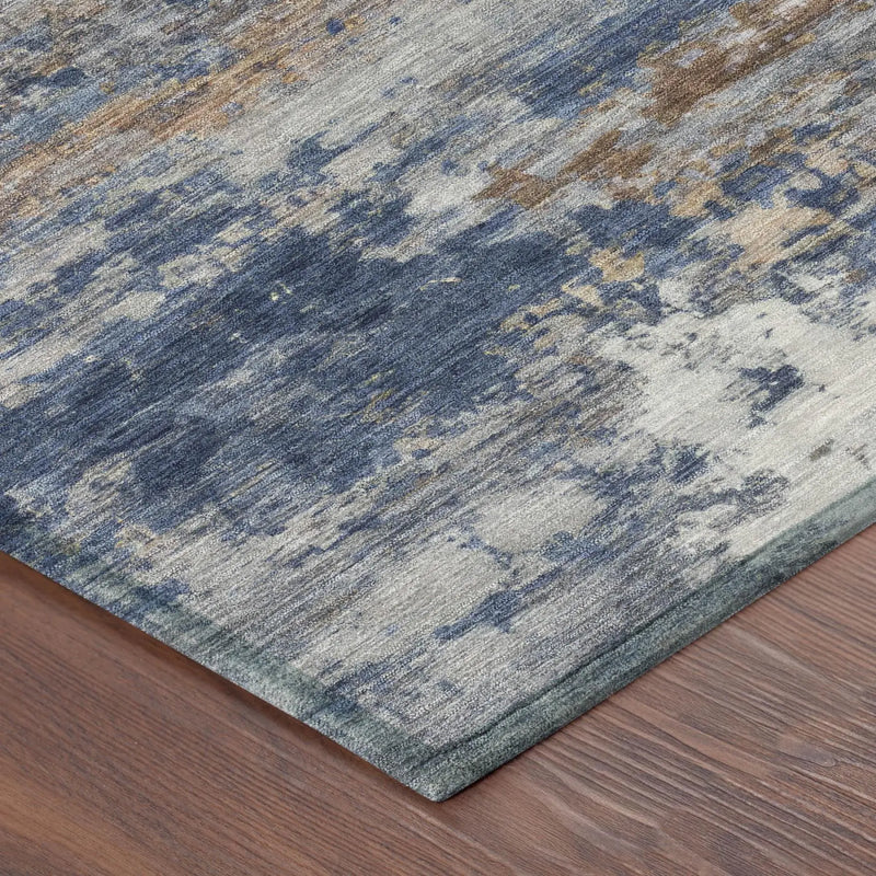 5' X 8' Blue And Graphite Abstract Washable Indoor Outdoor Area Rug Homeroots Outdoor