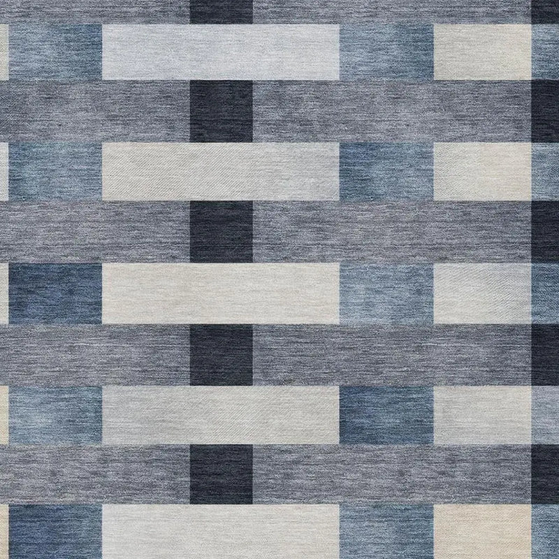 5' X 8' Blue And Graphite Striped Washable Indoor Outdoor Area Rug Homeroots Outdoor