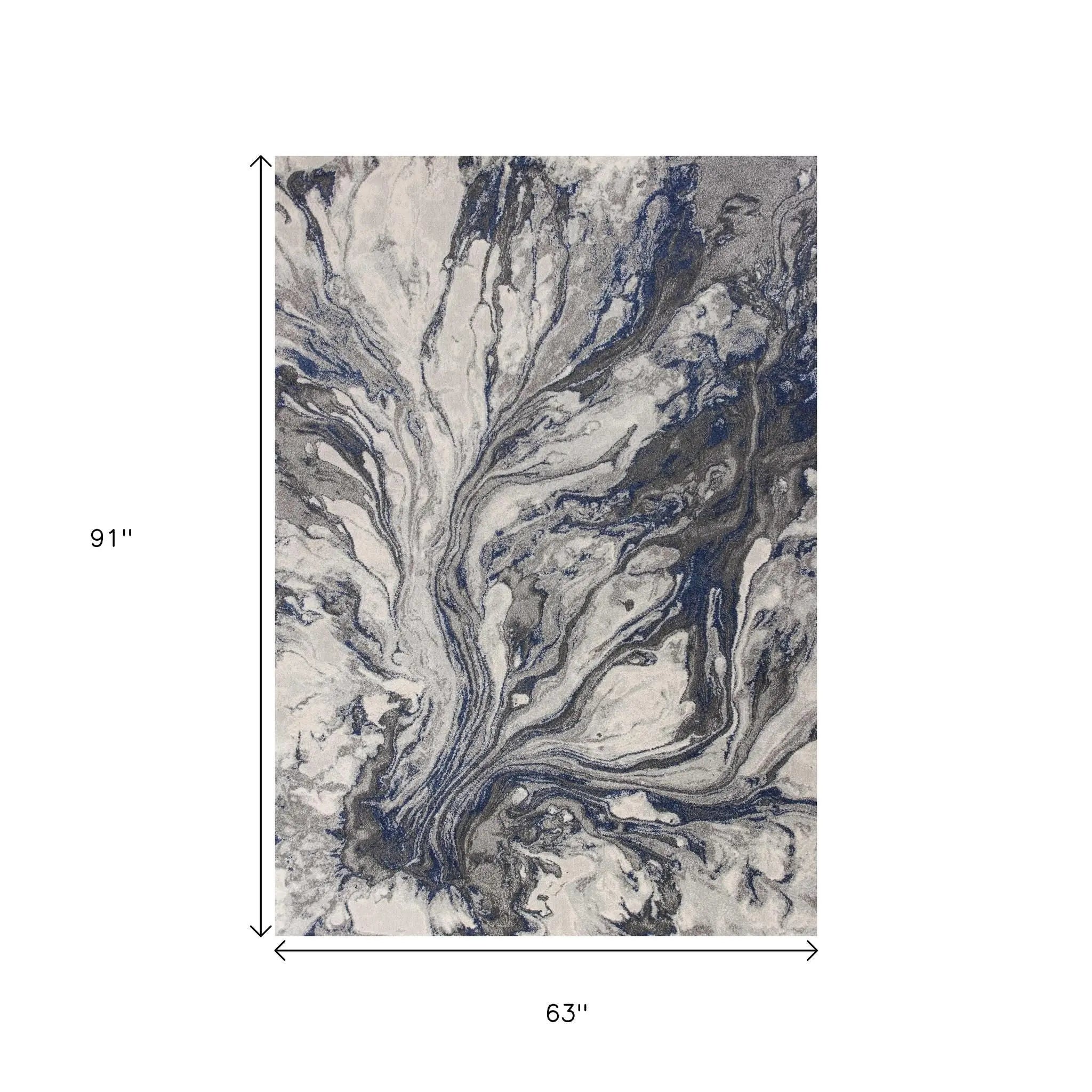 5' X 8' Blue And Gray Abstract Area Rug Homeroots Home Decor