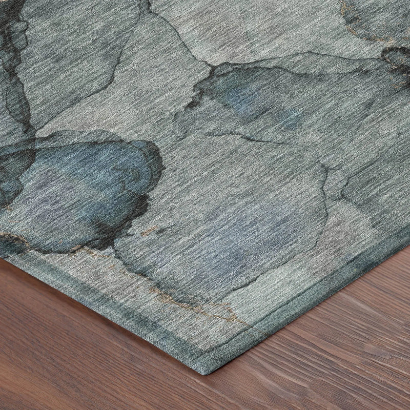 5' X 8' Blue And Gray Abstract Washable Indoor Outdoor Area Rug Homeroots Outdoor