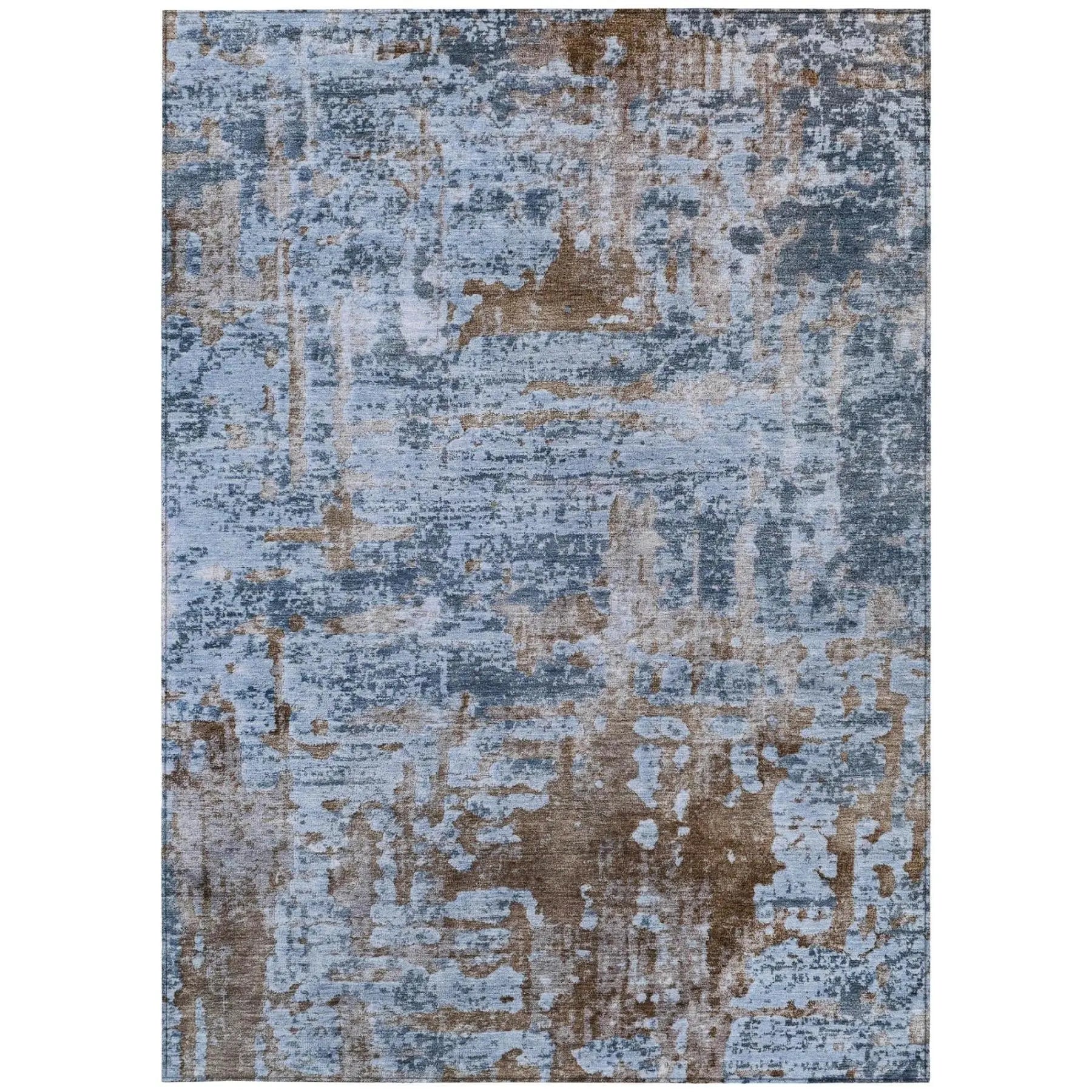 5' X 8' Blue And Gray Abstract Washable Indoor Outdoor Area Rug Homeroots Outdoor