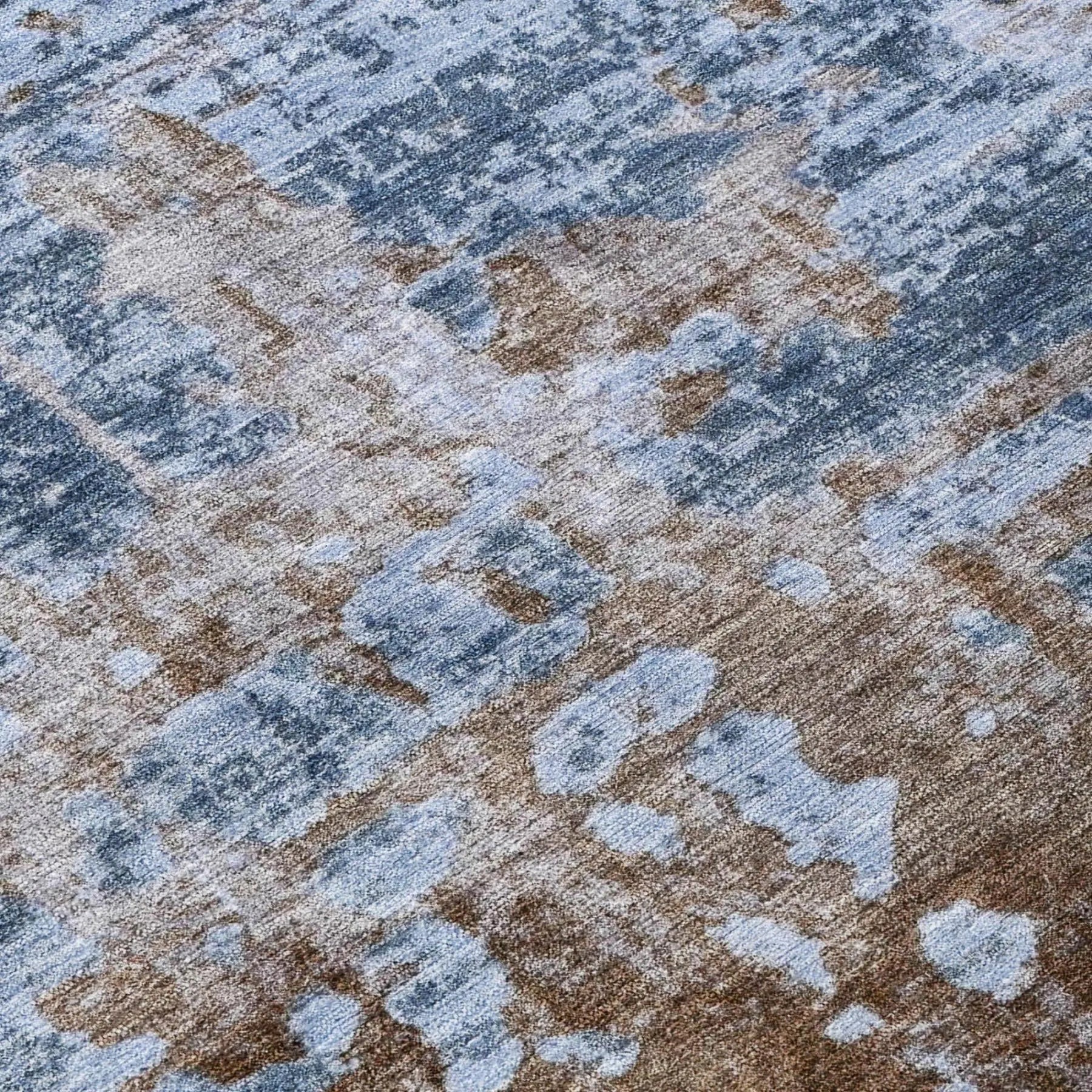 5' X 8' Blue And Gray Abstract Washable Indoor Outdoor Area Rug Homeroots Outdoor