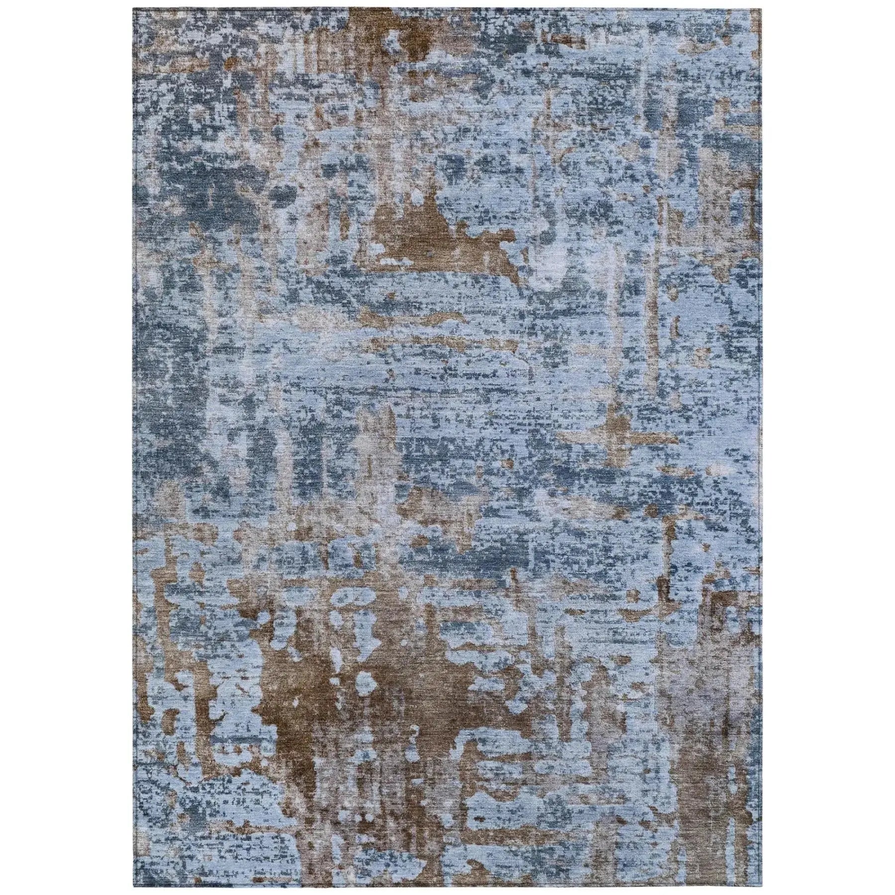 5' X 8' Blue And Gray Abstract Washable Indoor Outdoor Area Rug Homeroots Outdoor