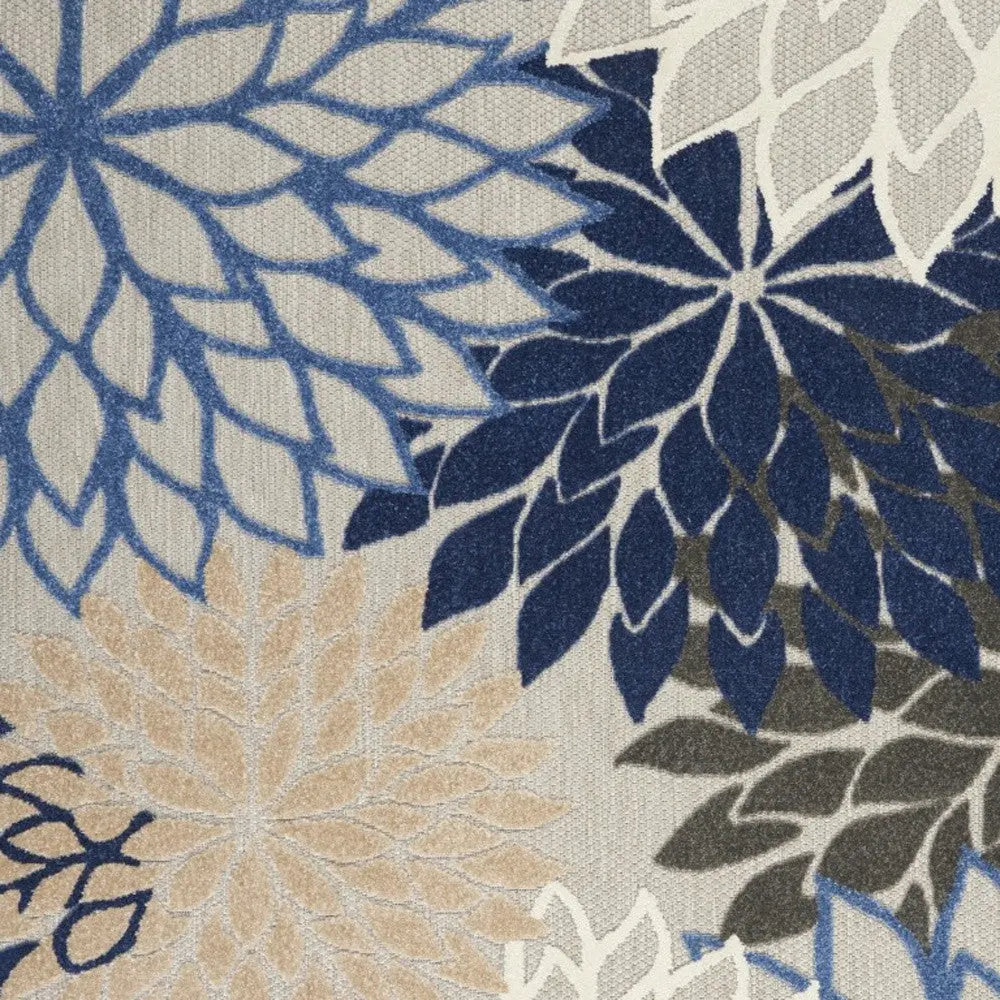 5' X 8' Blue And Gray Floral Indoor Outdoor Area Rug Homeroots Outdoor