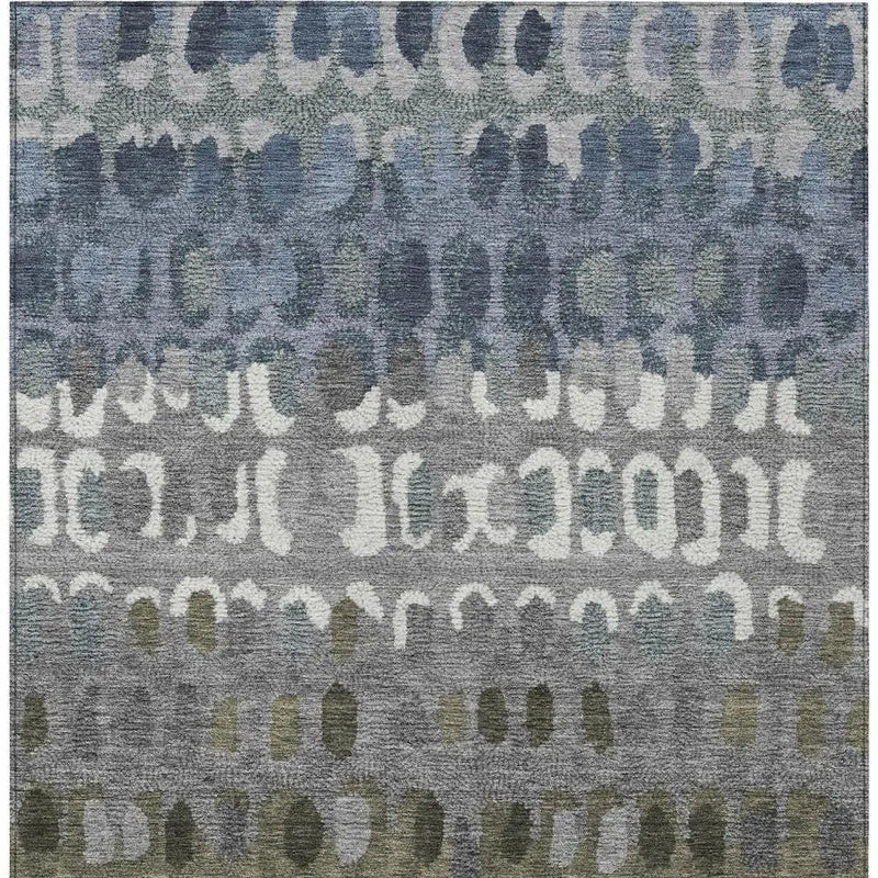 5' X 8' Blue And Gray Geometric Washable Indoor Outdoor Area Rug Homeroots Outdoor