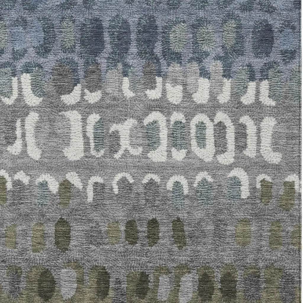 5' X 8' Blue And Gray Geometric Washable Indoor Outdoor Area Rug Homeroots Outdoor