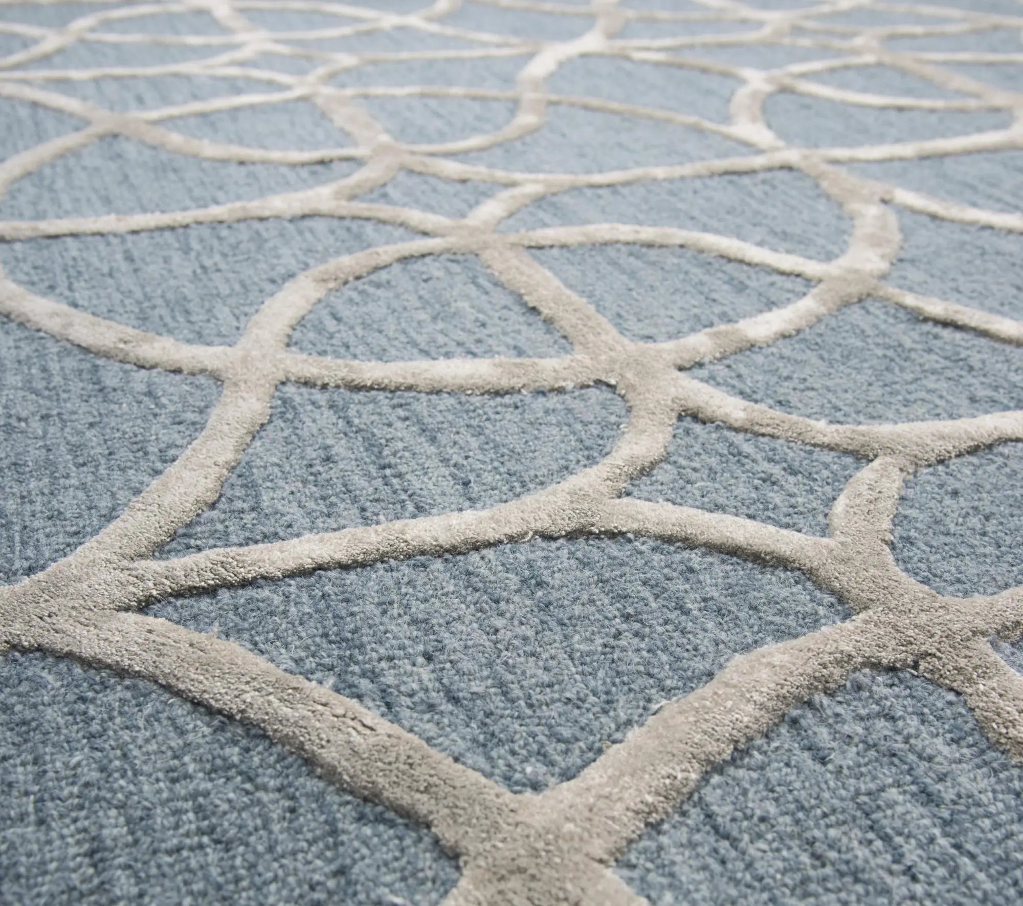 5' X 8' Blue And Gray Wool Geometric Hand Tufted Area Rug Homeroots Home Decor