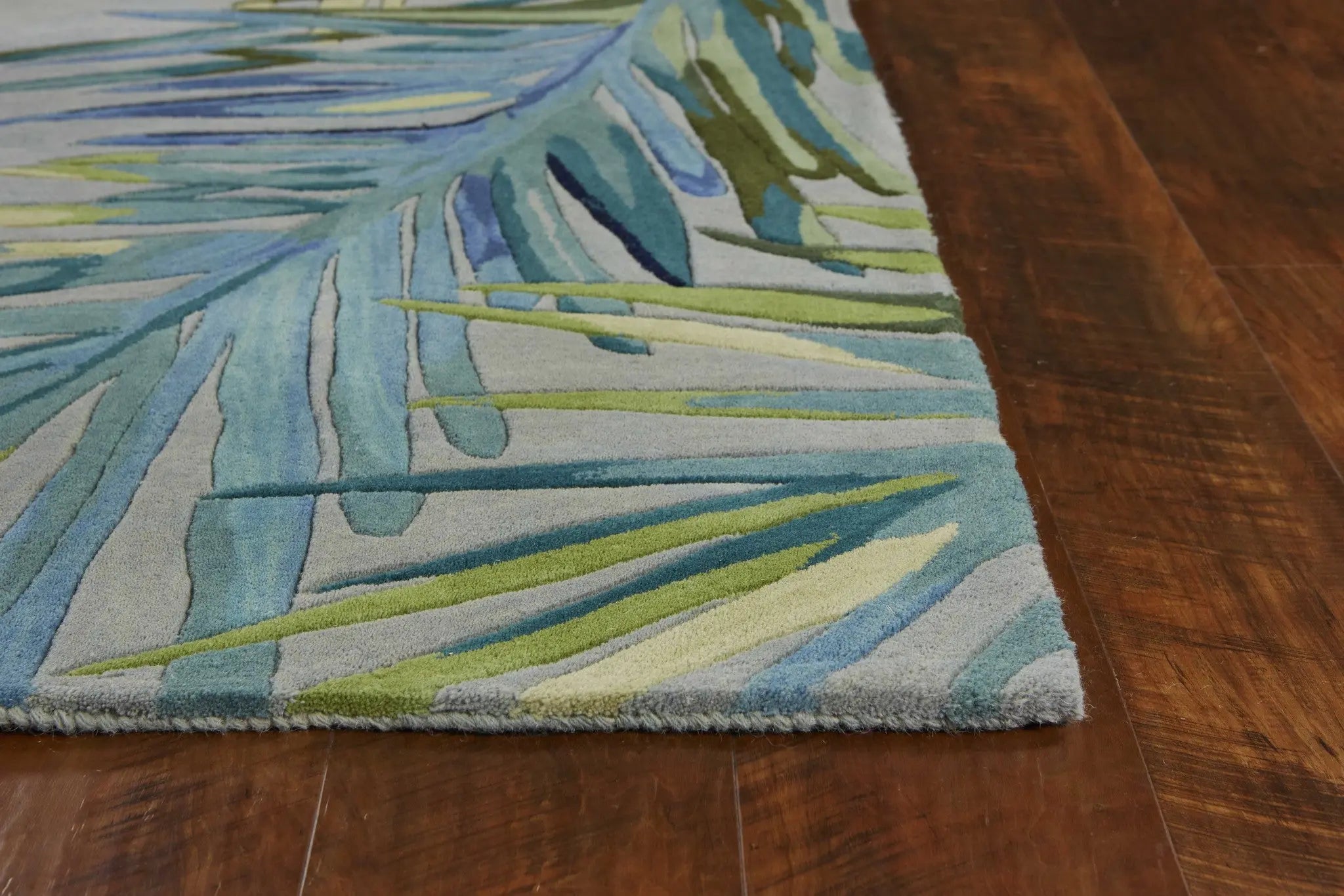 5' X 8' Blue And Gray Wool Tropical Botanical Hand Tufted Area Rug Homeroots Home Decor