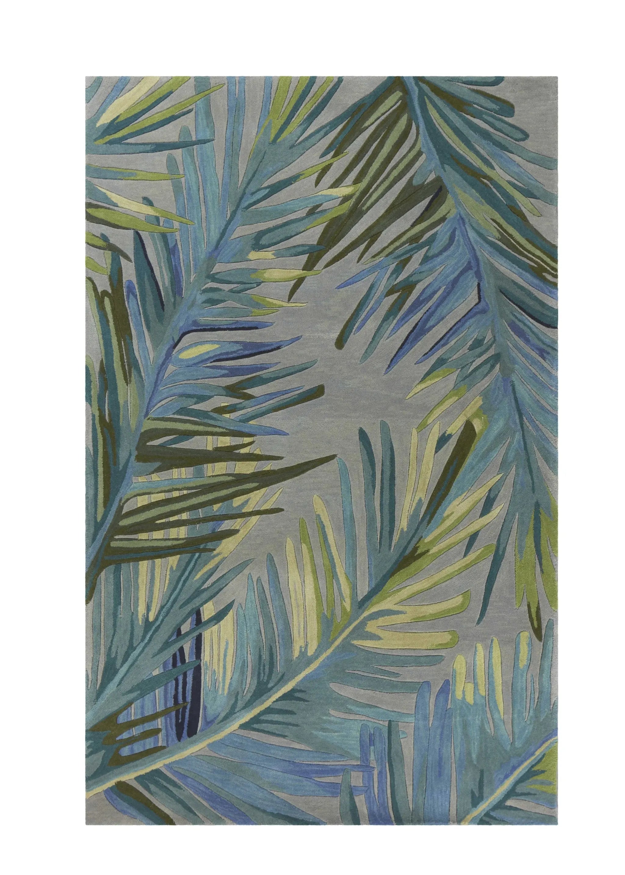 5' X 8' Blue And Gray Wool Tropical Botanical Hand Tufted Area Rug Homeroots Home Decor