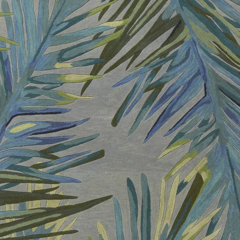 5' X 8' Blue And Gray Wool Tropical Botanical Hand Tufted Area Rug Homeroots Home Decor