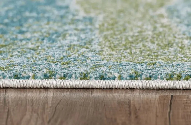 5' X 8' Blue And Green Abstract Area Rug Homeroots Home Decor
