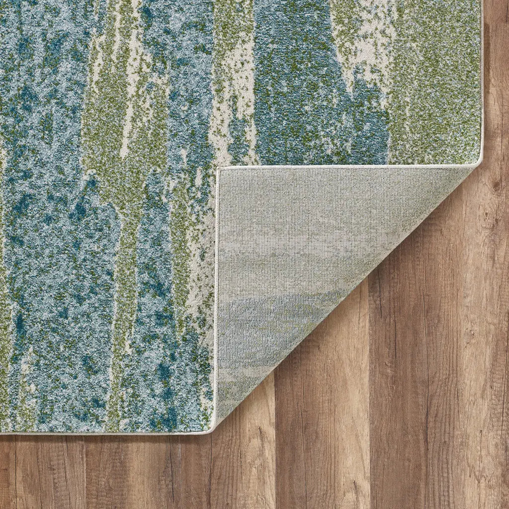 5' X 8' Blue And Green Abstract Area Rug Homeroots Home Decor