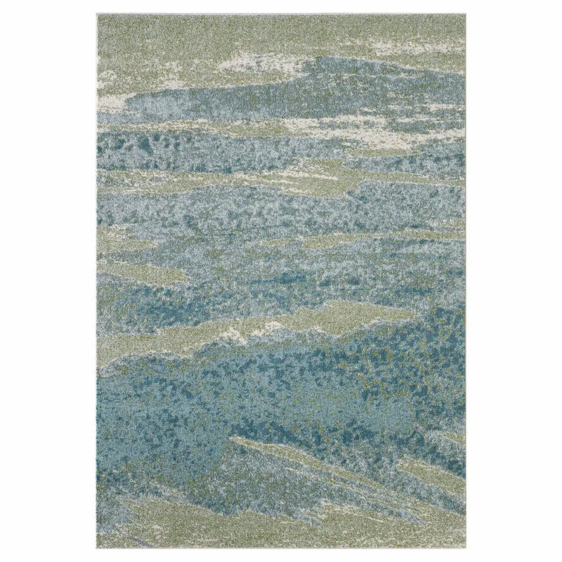 5' X 8' Blue And Green Abstract Area Rug Homeroots Home Decor