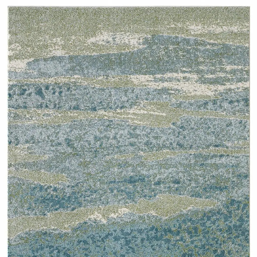 5' X 8' Blue And Green Abstract Area Rug Homeroots Home Decor