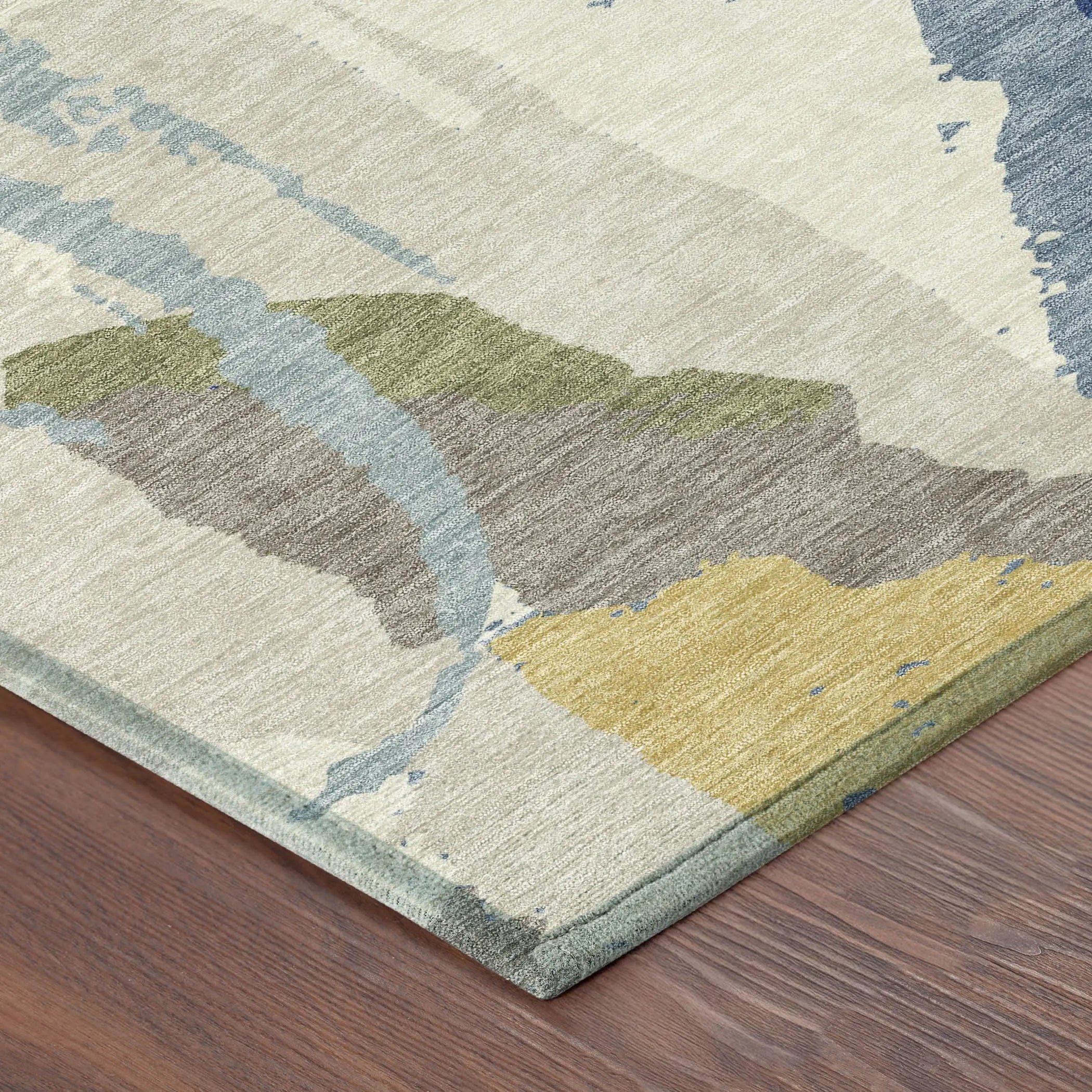 5' X 8' Blue And Green Abstract Washable Indoor Outdoor Area Rug Homeroots Outdoor