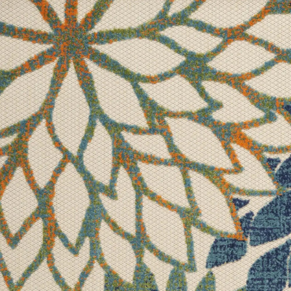5' X 8' Blue And Green Floral Indoor Outdoor Area Rug Homeroots Outdoor