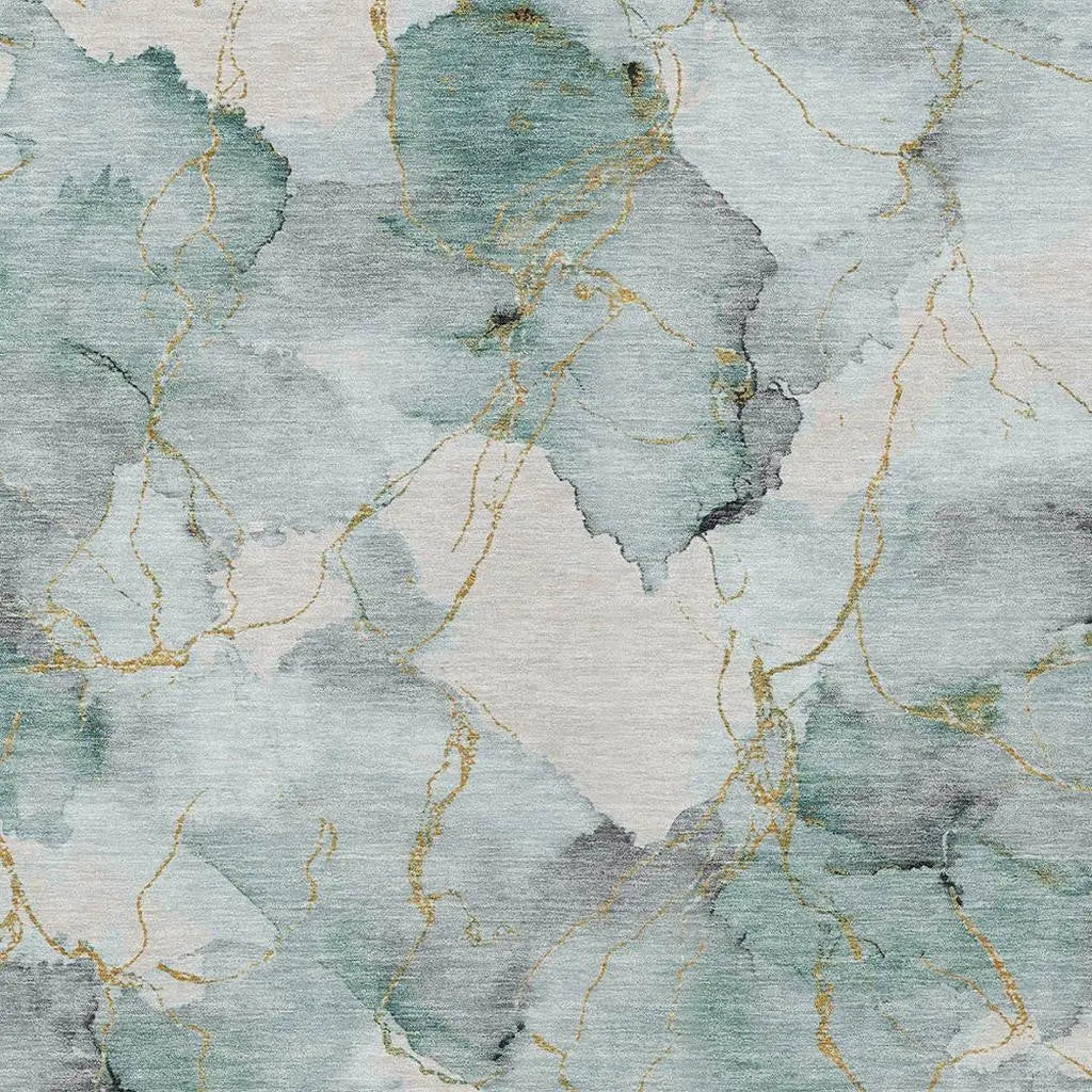 5' X 8' Blue And Ivory Abstract Washable Indoor Outdoor Area Rug Homeroots Outdoor