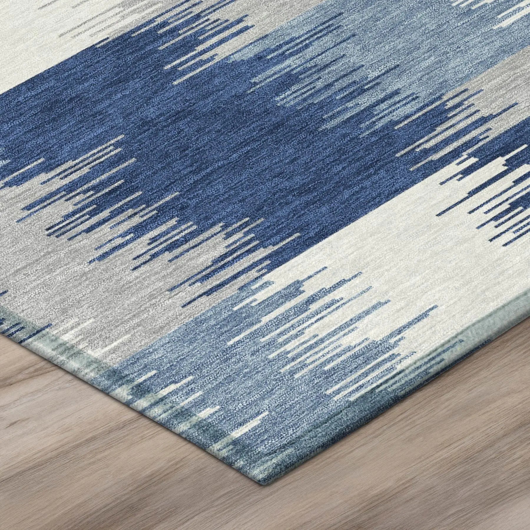 5' X 8' Blue And Ivory Geometric Washable Indoor Outdoor Area Rug Homeroots Outdoor