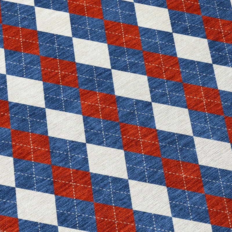5' X 8' Blue And Ivory Geometric Washable Indoor Outdoor Area Rug Homeroots Outdoor