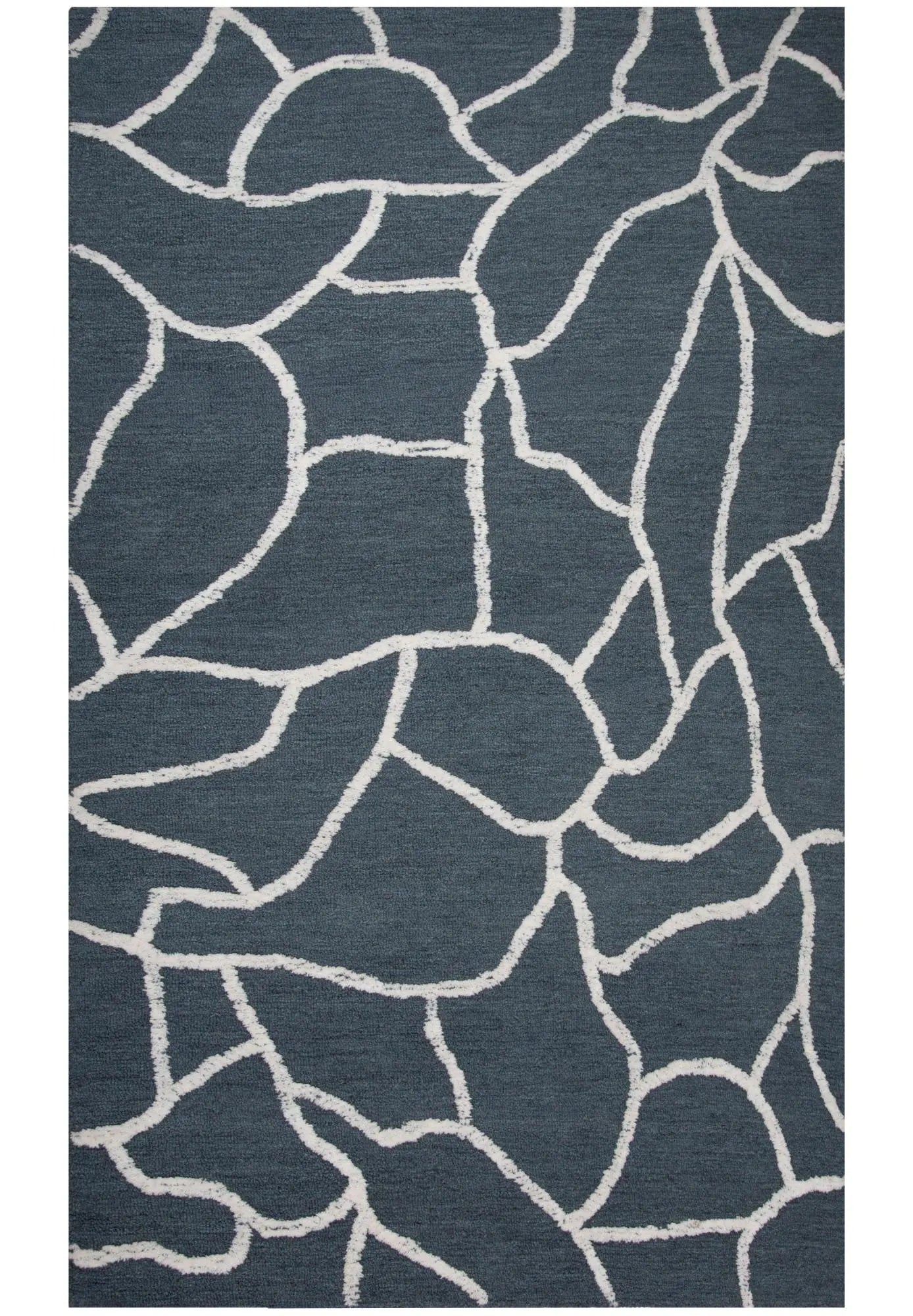 5' X 8' Blue And Ivory Wool Abstract Hand Tufted Area Rug Homeroots Home Decor