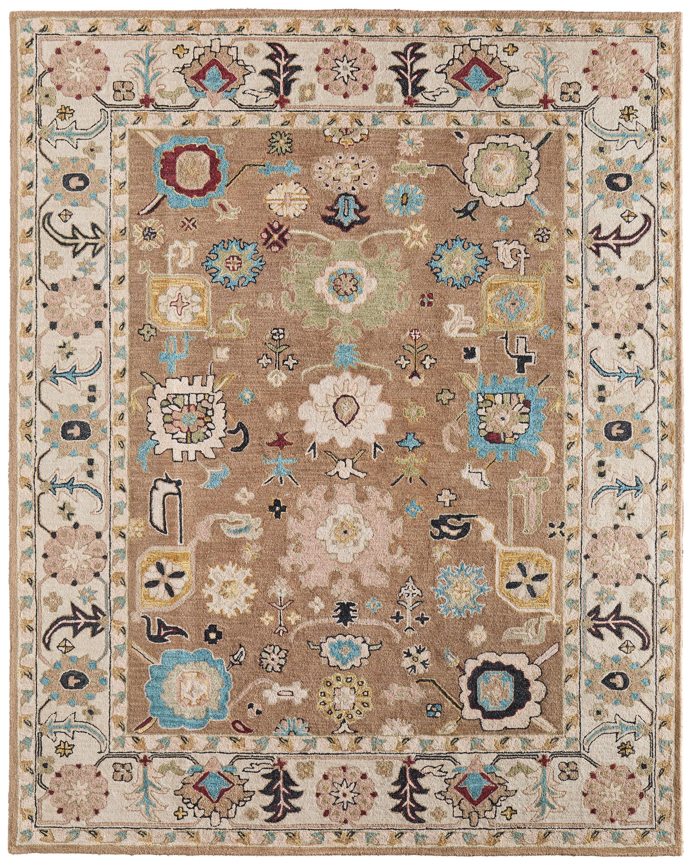 5' X 8' Blue And Ivory Wool Floral Hand Tufted Area Rug Homeroots Home Decor