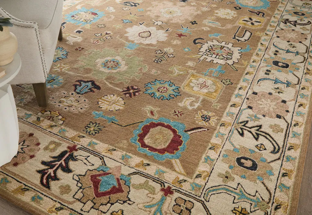 5' X 8' Blue And Ivory Wool Floral Hand Tufted Area Rug Homeroots Home Decor