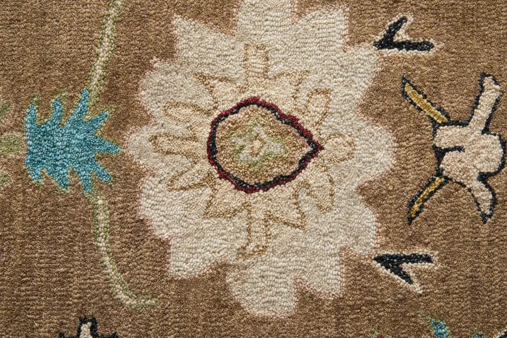 5' X 8' Blue And Ivory Wool Floral Hand Tufted Area Rug Homeroots Home Decor