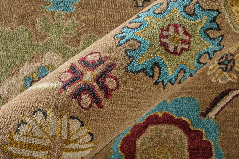 5' X 8' Blue And Ivory Wool Floral Hand Tufted Area Rug Homeroots Home Decor