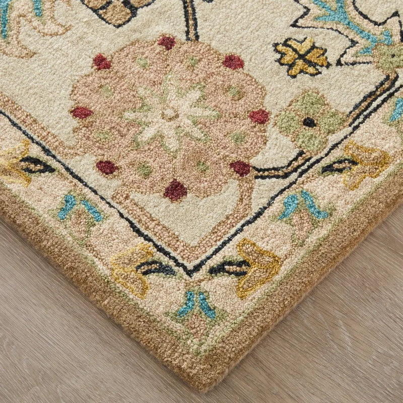 5' X 8' Blue And Ivory Wool Floral Hand Tufted Area Rug Homeroots Home Decor