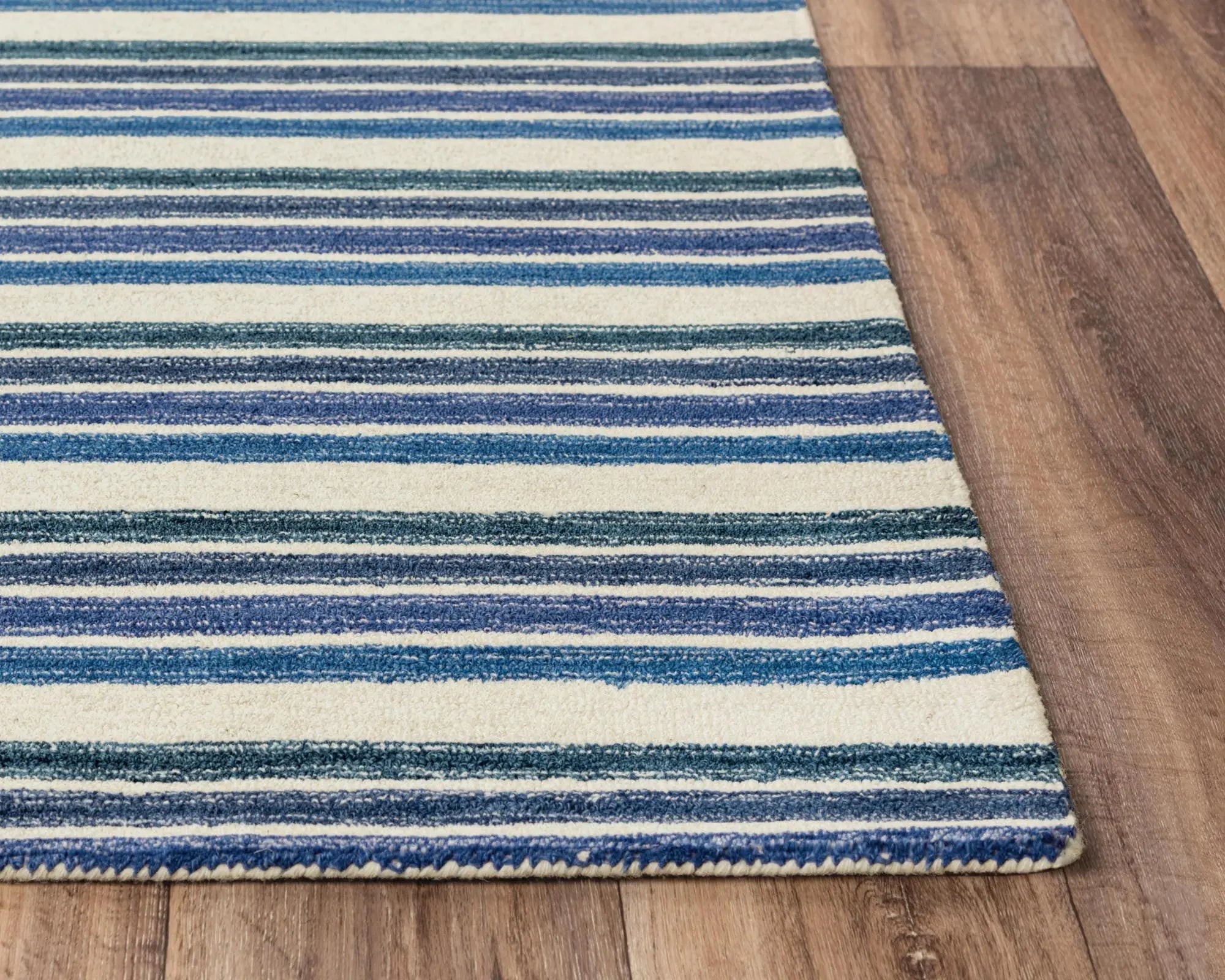 5' X 8' Blue And Ivory Wool Striped Hand Tufted Area Rug Homeroots Home Decor