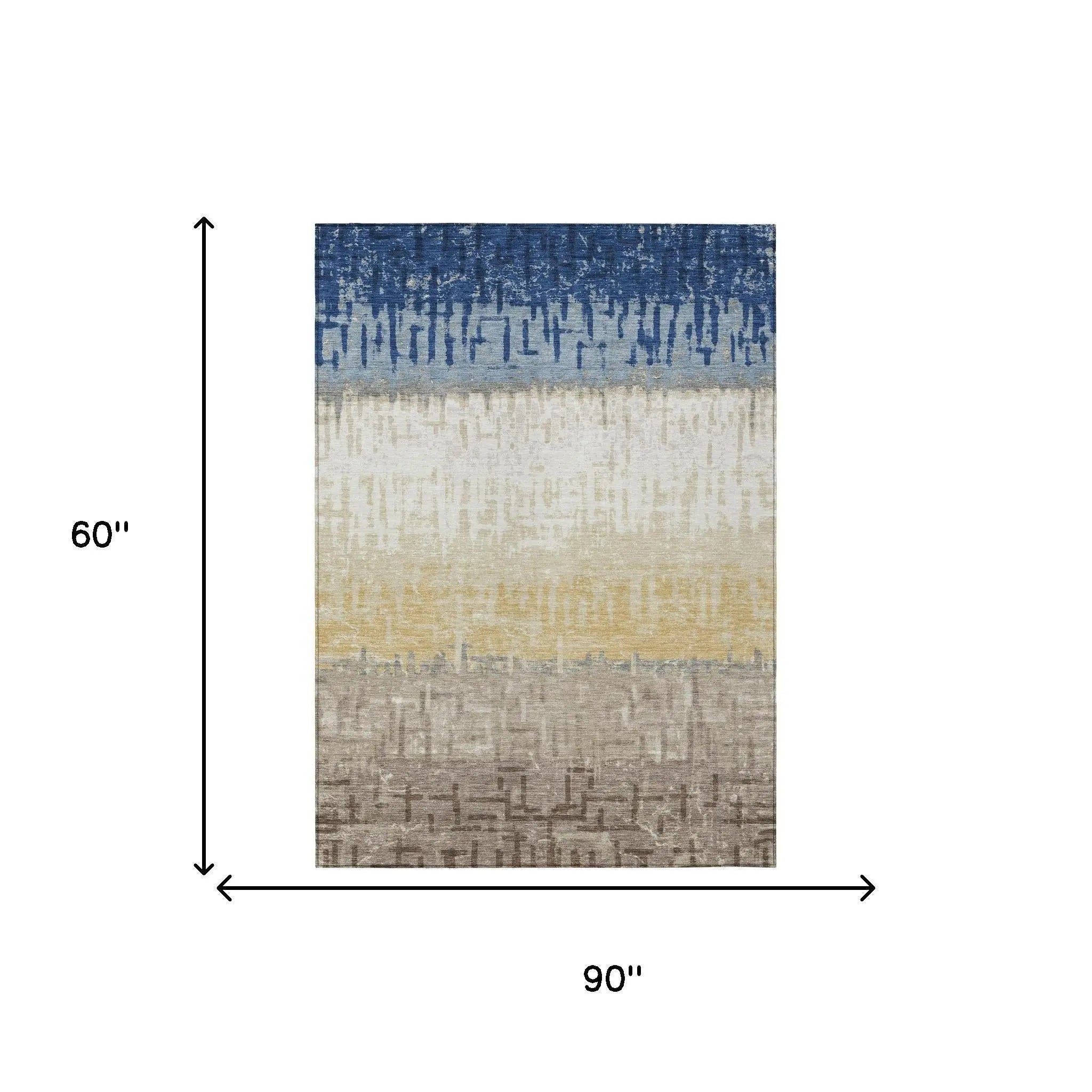 5' X 8' Blue And Khaki Striped Washable Indoor Outdoor Area Rug Homeroots Outdoor
