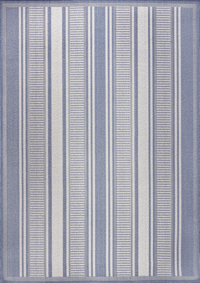 5' X 8' Blue And Light Gray Striped Indoor Outdoor Area Rug Homeroots Outdoor