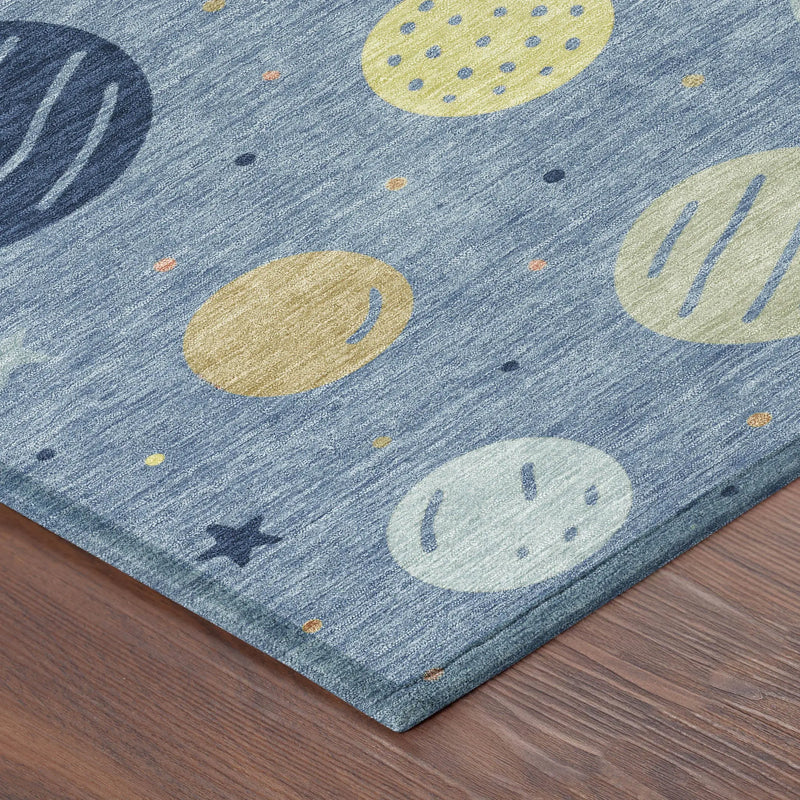 5' X 8' Blue And Navy Blue Floral Washable Indoor Outdoor Area Rug Homeroots Outdoor