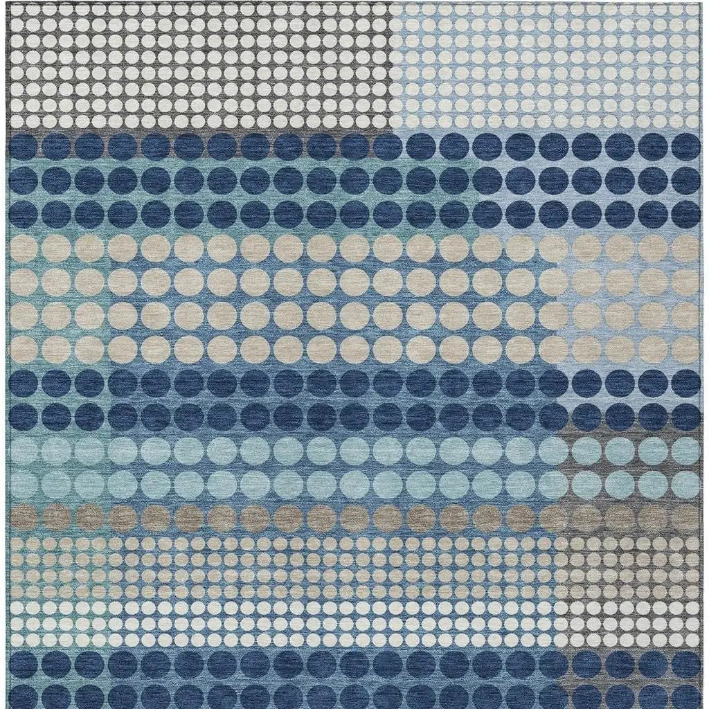 5' X 8' Blue And Navy Blue Geometric Washable Indoor Outdoor Area Rug Homeroots Outdoor