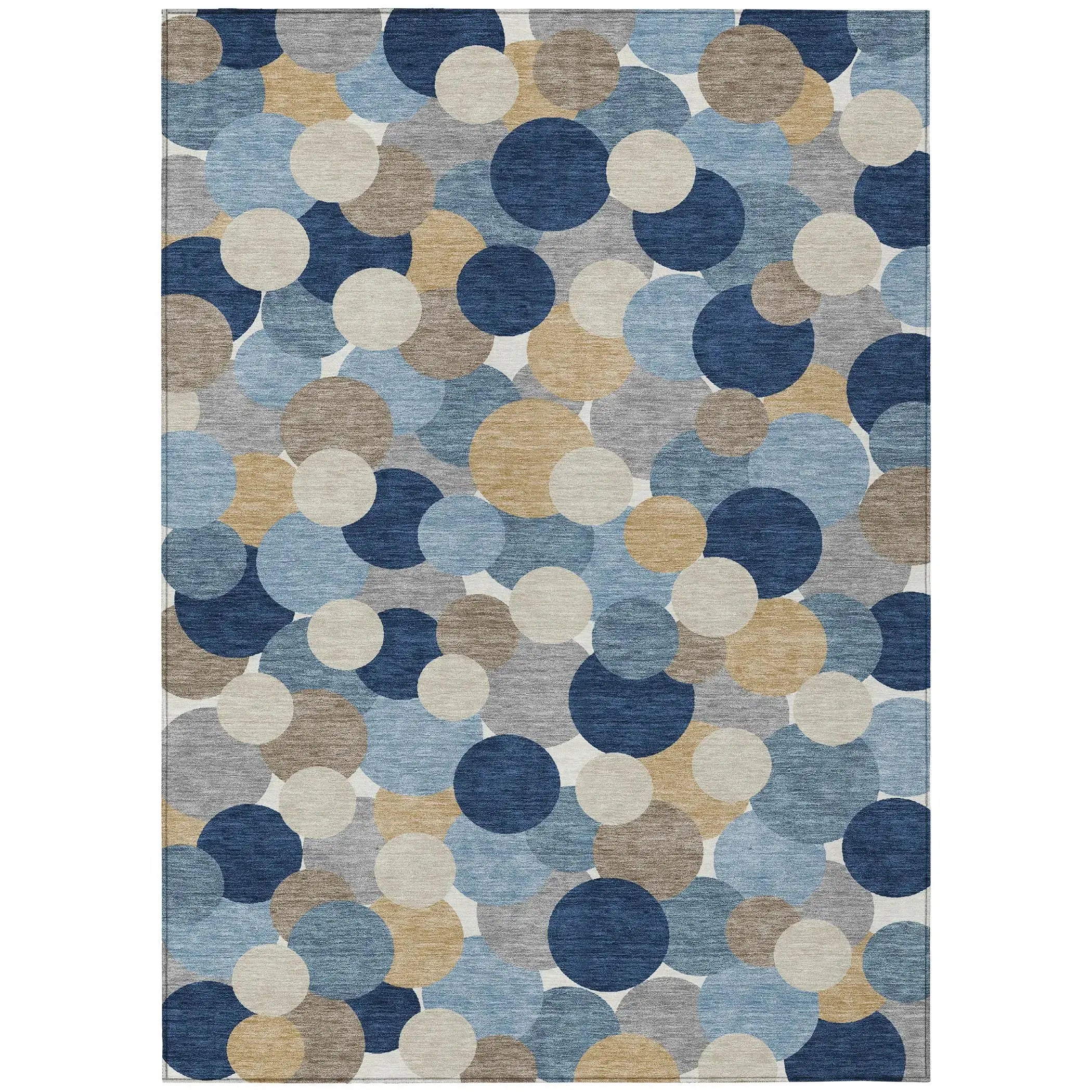 5' X 8' Blue And Navy Blue Geometric Washable Indoor Outdoor Area Rug Homeroots Outdoor