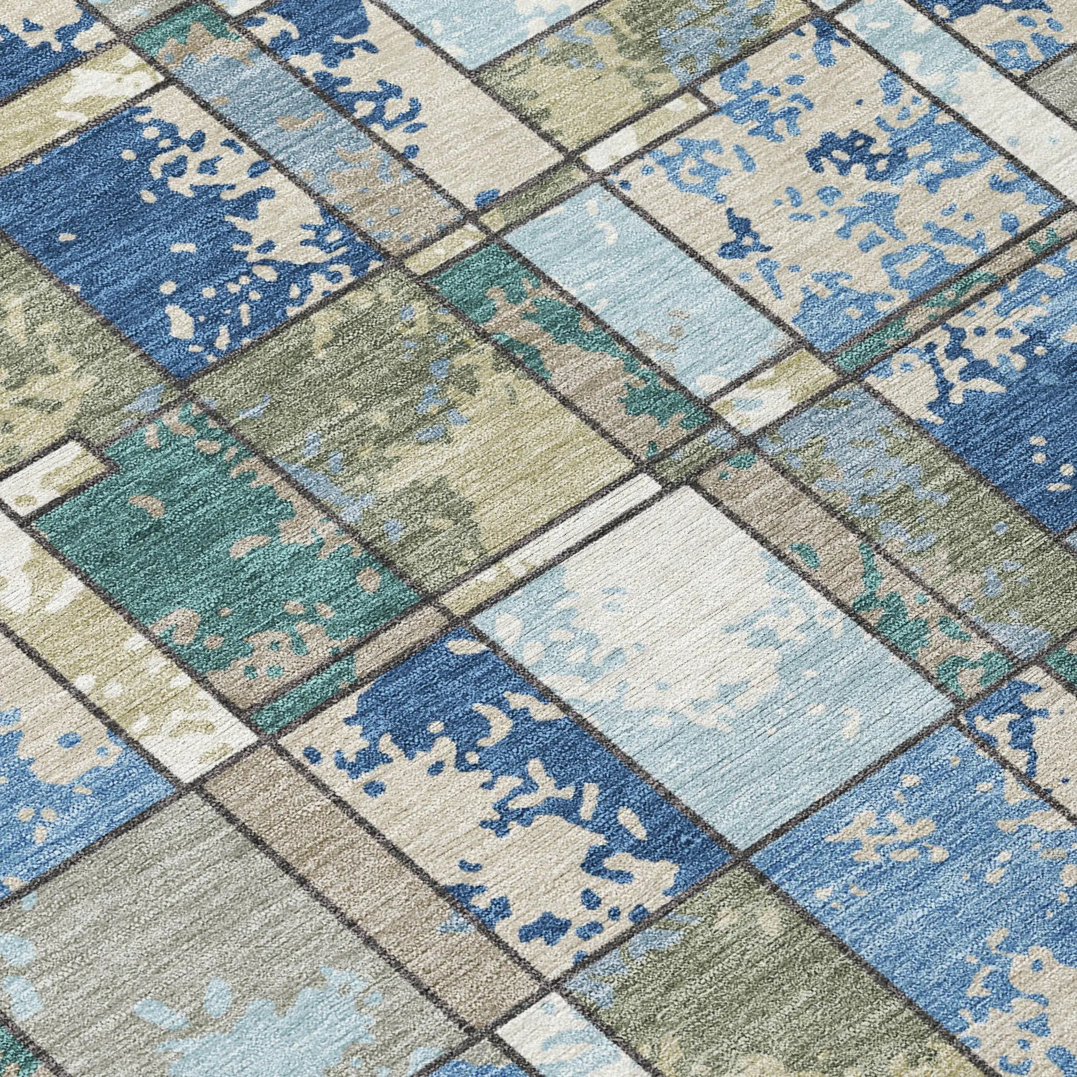 5' X 8' Blue And Navy Blue Geometric Washable Indoor Outdoor Area Rug Homeroots Outdoor