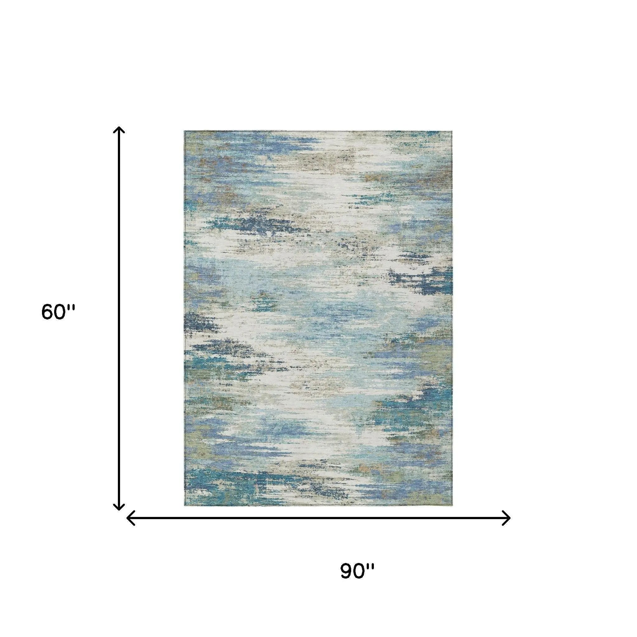 5' X 8' Blue And Pewter Abstract Washable Indoor Outdoor Area Rug Homeroots Outdoor