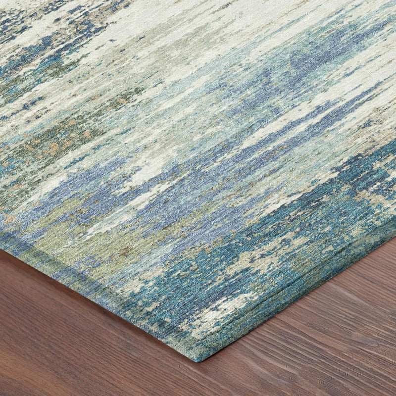 5' X 8' Blue And Pewter Abstract Washable Indoor Outdoor Area Rug Homeroots Outdoor