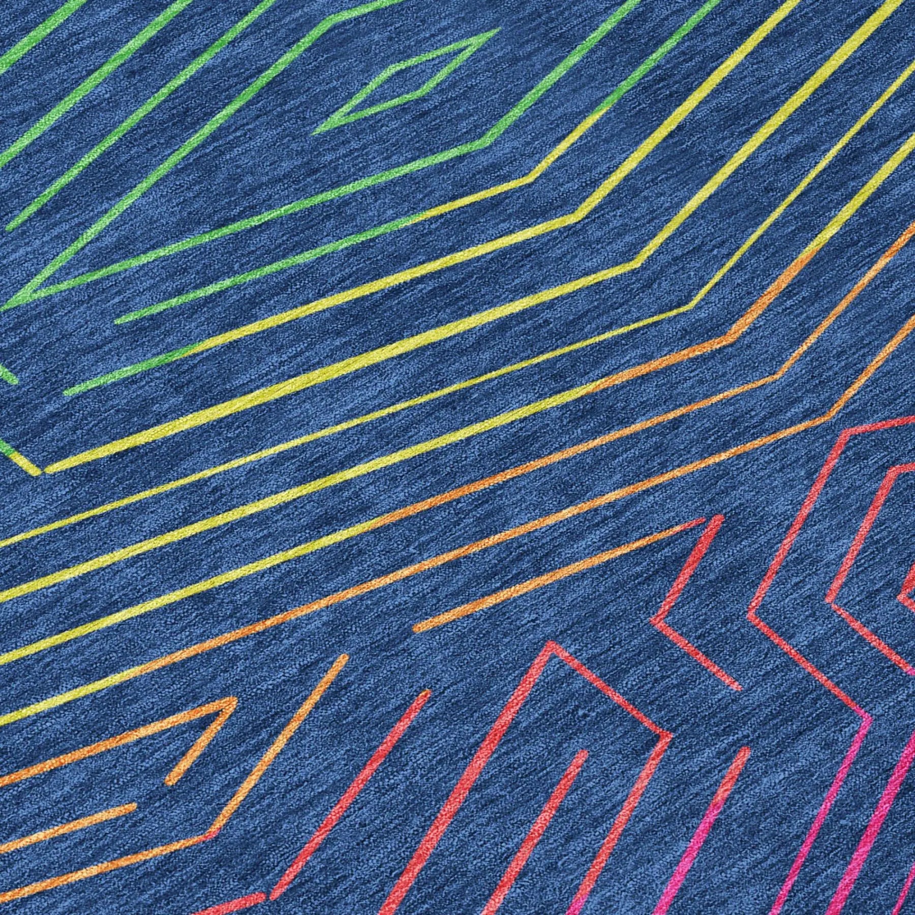 5' X 8' Blue And Purple Geometric Washable Indoor Outdoor Area Rug Homeroots Outdoor