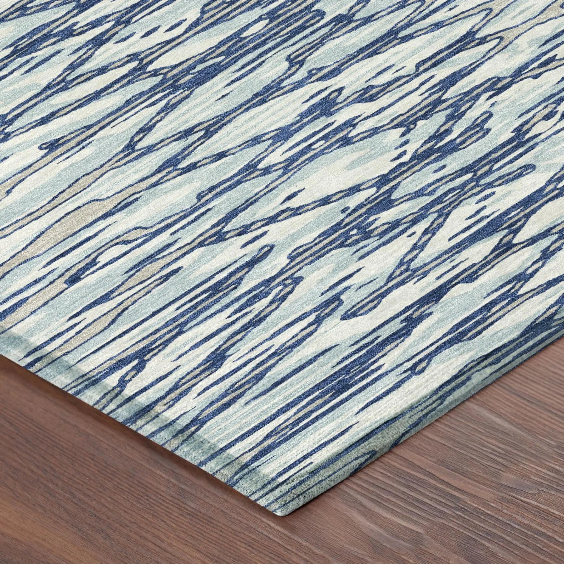 5' X 8' Blue And Silver Abstract Washable Indoor Outdoor Area Rug Homeroots Outdoor