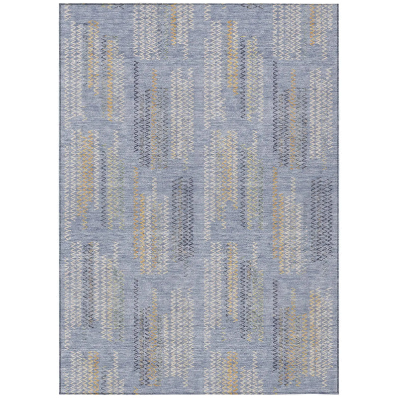 5' X 8' Blue And Silver Abstract Washable Indoor Outdoor Area Rug Homeroots Outdoor