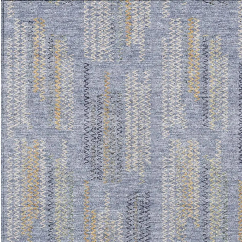 5' X 8' Blue And Silver Abstract Washable Indoor Outdoor Area Rug Homeroots Outdoor