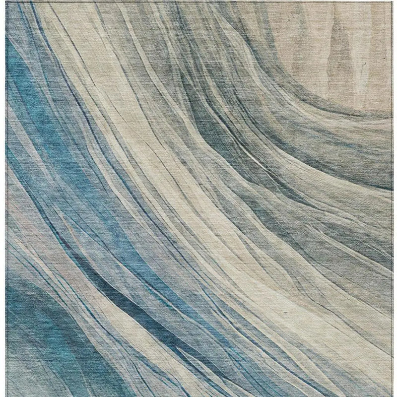 5' X 8' Blue And Silver Abstract Washable Indoor Outdoor Area Rug Homeroots Outdoor